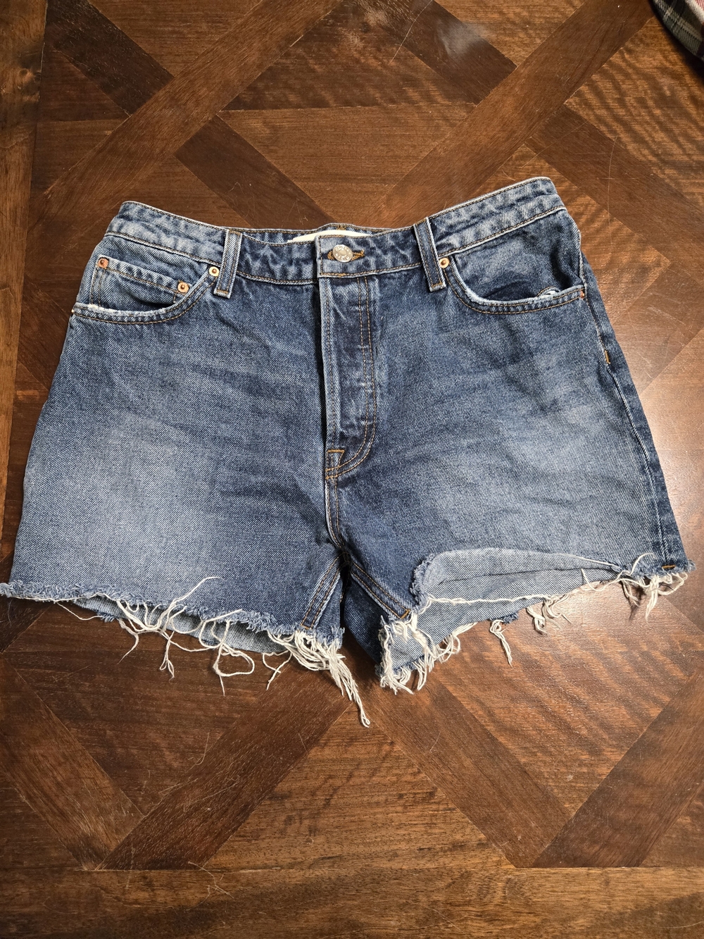GRLFRND Distressed Blue Denim Cutoff Shorts